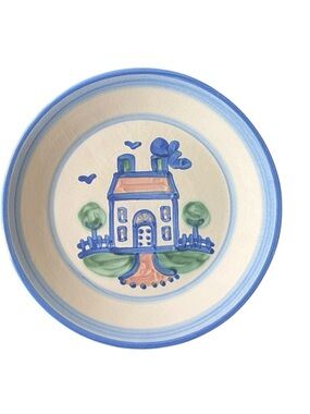 M.A. Hadley Pottery Blue House Country Home 11” Dinner Plate Cottagecore